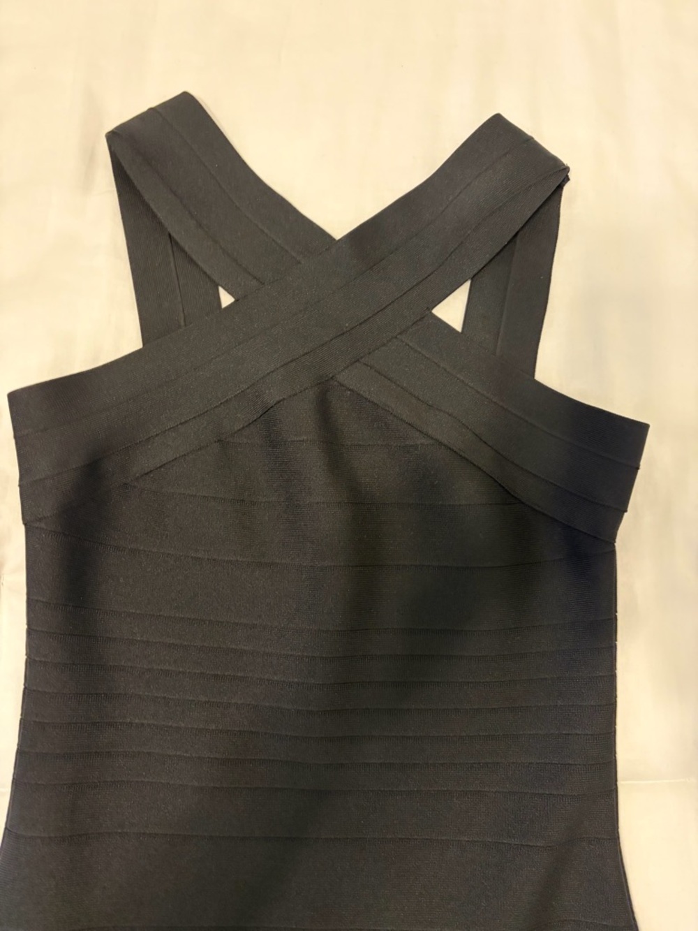 Black Cross-Strap Midi Bodycon Dress - Women